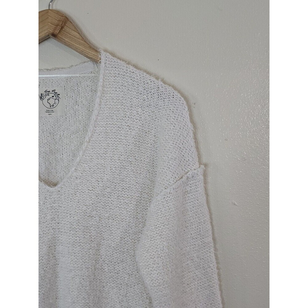 Free People We The Free Theo Cropped V Neck Sweater Ivory Knit Womens XS - Picture 4 of 13
